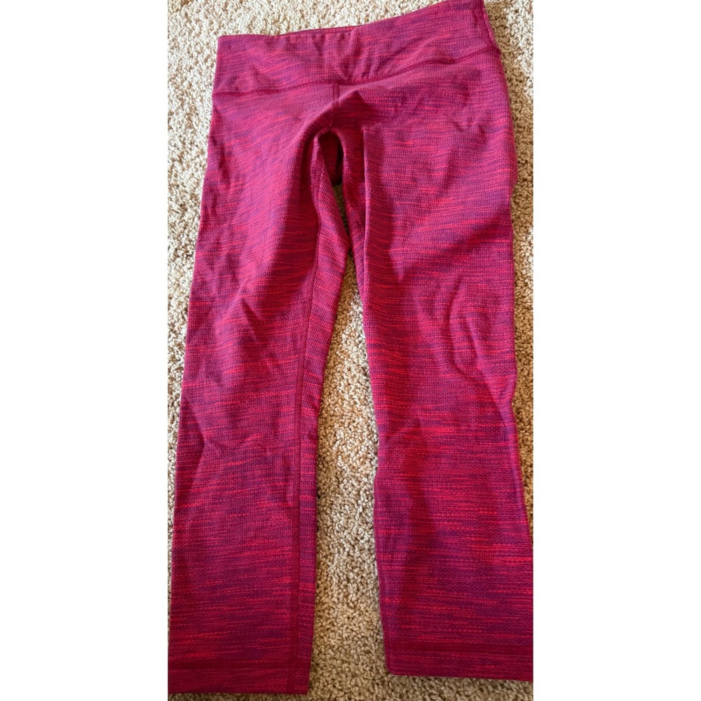 Lululemon Wunder Under Crop Leggings Space Dye Red Pink Heathered Size 4